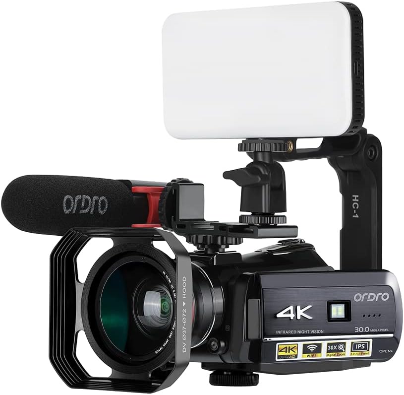 4K Camcorder with Directional Microphone and 64GB SD Card O89512