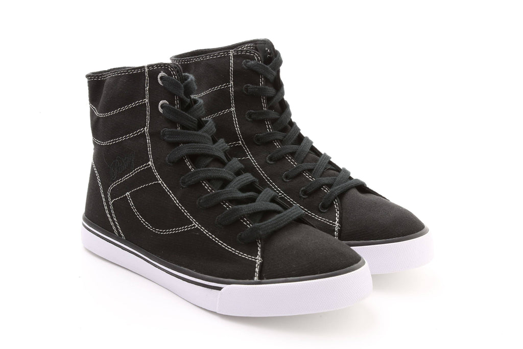 Black / Red Stretch Canvas High Tops V740
