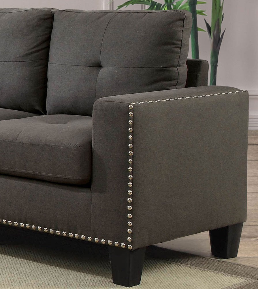 Gray Tufted Linen Like Fabric Sofa and Loveseat A121