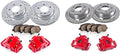 Powder Coated Red Calipers Rotors Ceramic Pads Performance Kit L657