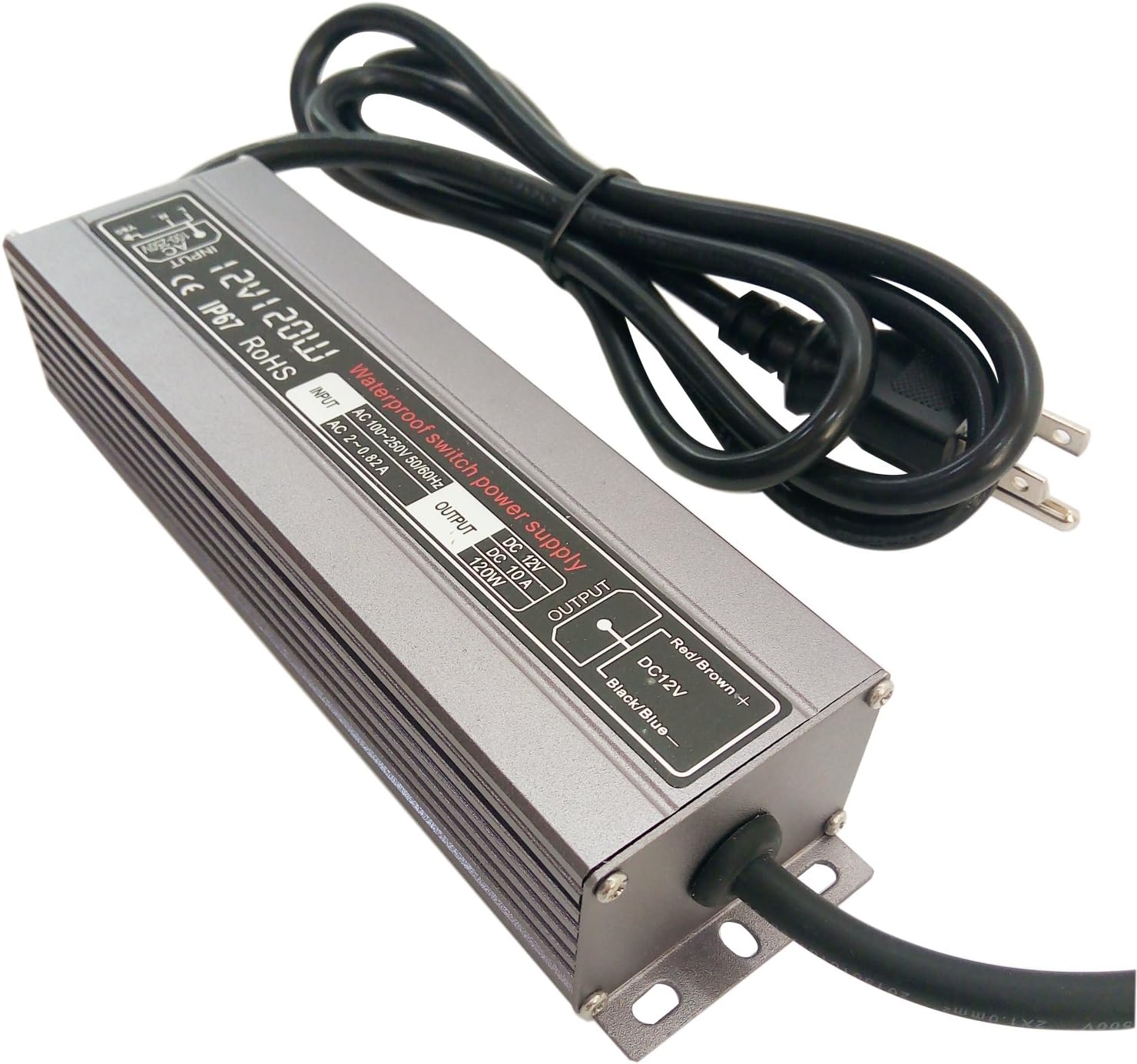 200W Waterproof Power Supply Transformer, 110-130V AC to 12V DC Output 16.7A Adapter with 3 Feet Cable U22535