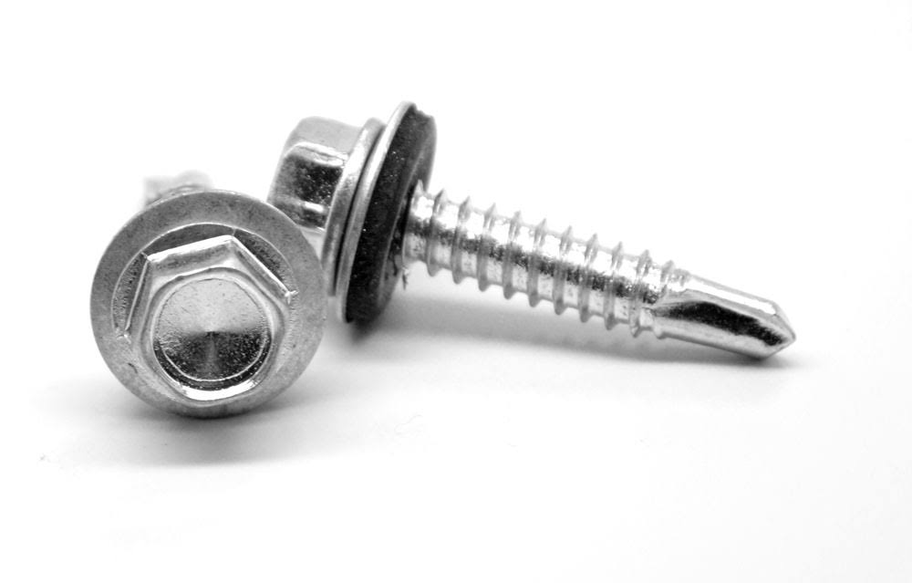 1/4x22-14 x 3/4x22 BSD Thread Self Drilling Screw Hex Washer Head with Bonded Neoprene Washer Low Carbon Steel Zinc Plated Pk 10 C627
