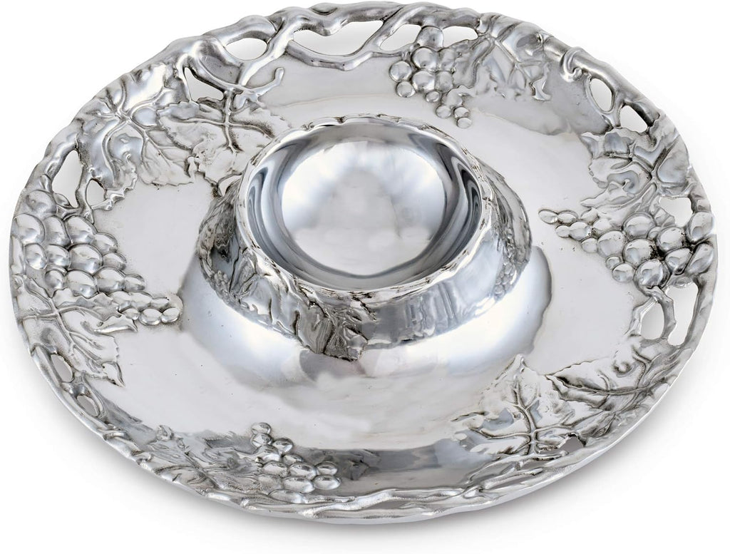 Metal Grape Chip and Dip Platter, 14 inch Diameter O256209
