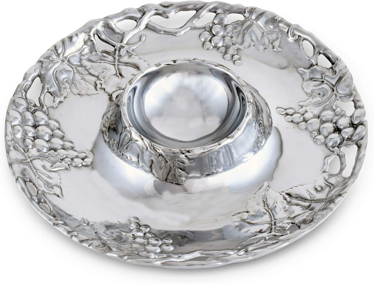 Metal Grape Chip and Dip Platter, 14 inch Diameter O256209