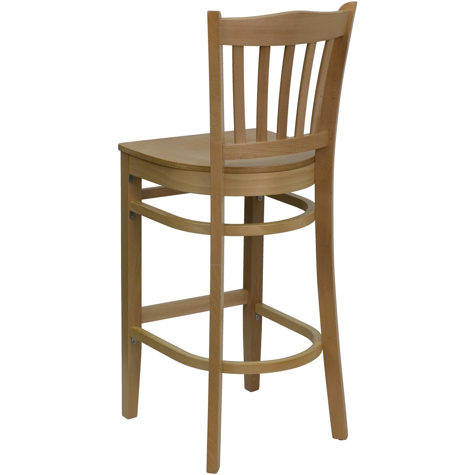 Natural Brown Vertical Slat Back Barstool V339