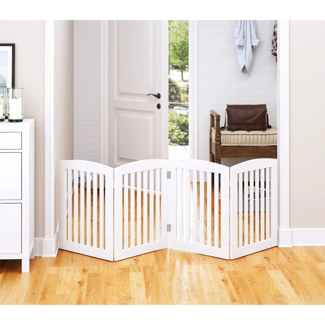 24 inch 4 Panel Wooden Freestanding Foldable Pet Gate F575