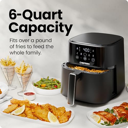 6 QT Compact Air Fryer with Touchscreen Controls and Nonstick Basket J213
