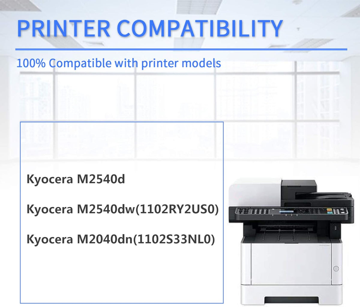 2 Pack Black Compatible Toner Cartridge for Kyocera M2540dw M2040dn O2320