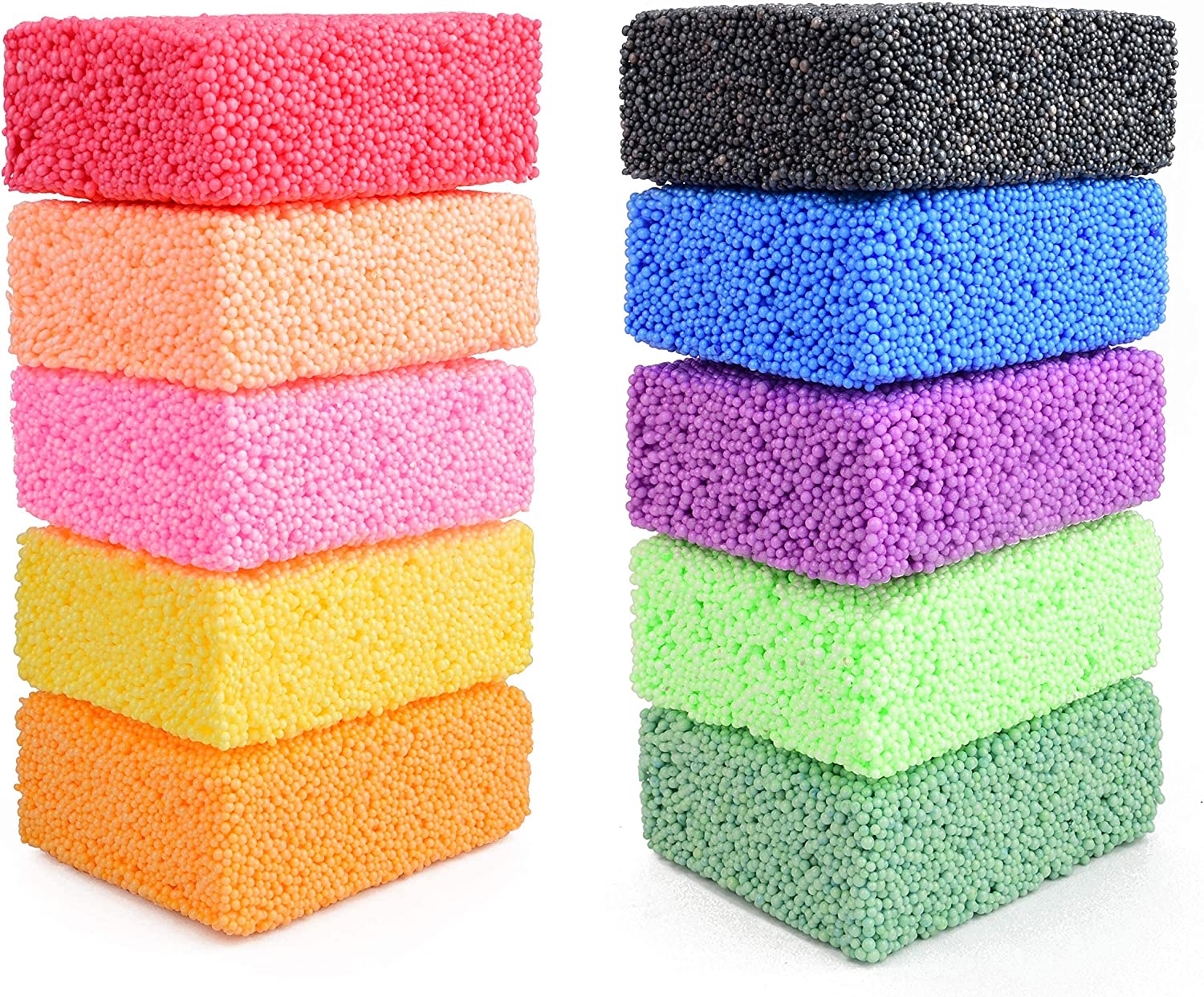 Fun Foam Modeling Foam Beads Play Kit, 10 Blocks Children's Educational Clay for Arts Crafts Kindergarten, Preschool Kids Toys S66044