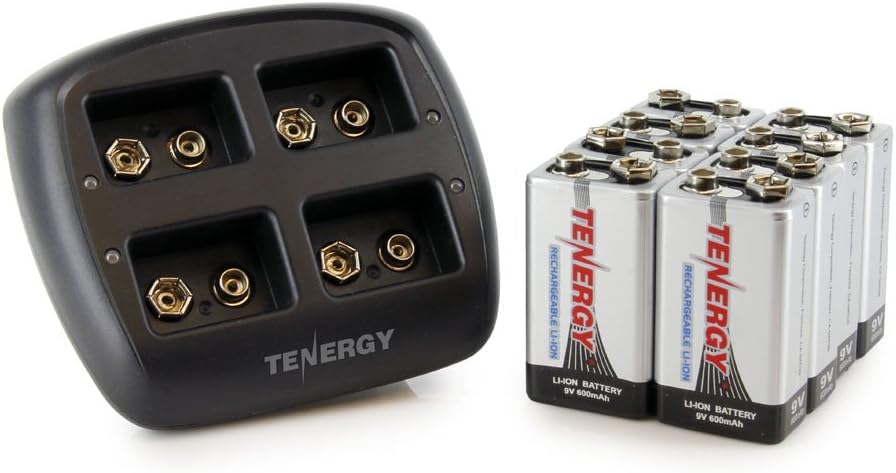 4-Bay 9V Li-ion Battery Charger with 8pcs 9V 600mAh Rechargeable Battery B469