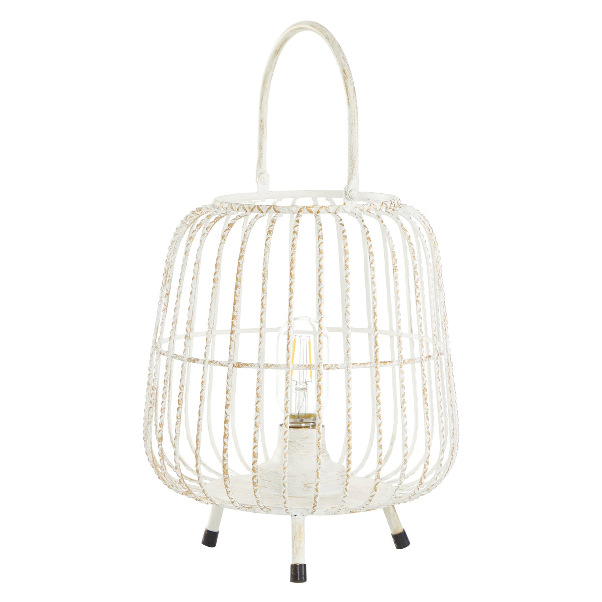 White Metal Caged Lantern T281390