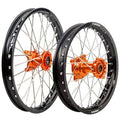 Black Rim Silver Spoke Orange Hub Front and Rear Wheel Q5848