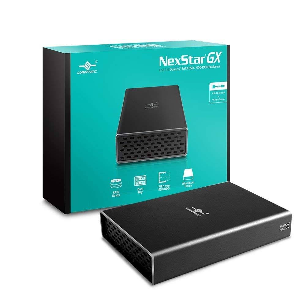 Black USB 3.0 Dual SATA SSD/HDD Raid Enclosure Z7710