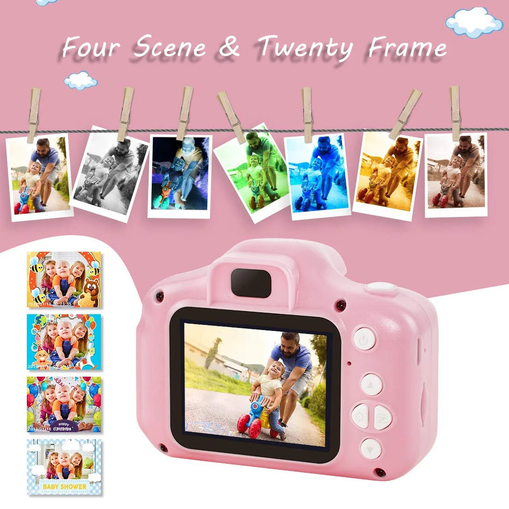 Pink 13MP 1080P Rechargeable Children's Toy Camera with 16G TF Card X53056