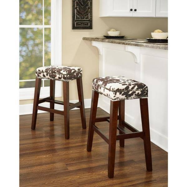 Brown Cow Print Walnut Bar Stool V738