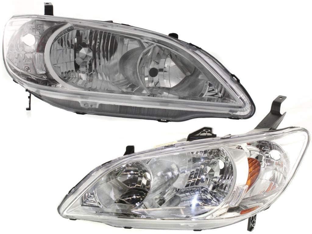 2004 2005 Honda Civic Headlight Assembly Driver and Passenger Side B8774