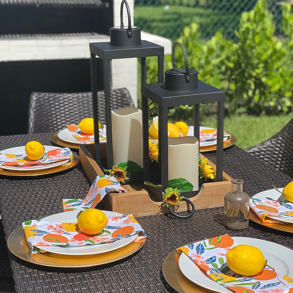 Matte Black Metal Candle Holder Lantern, 14 Inch Tall K928