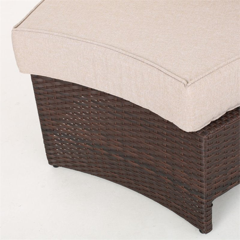 5 Piece Outdoor Wicker Sectional Sofa Set in Beige A887487