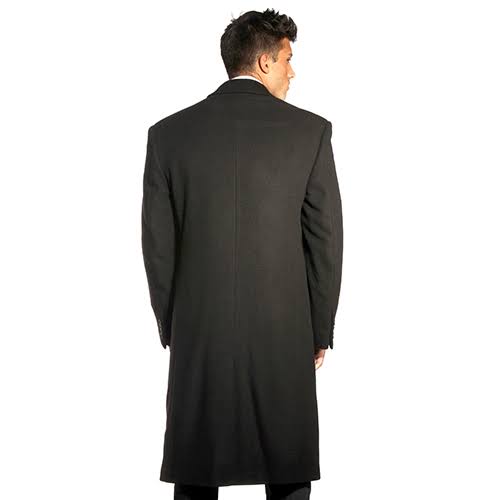 Wool-Blend Top Coat, Black, Size 52 Reg U6138