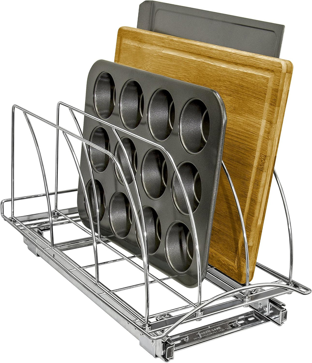 Chrome Slide Out Cutting Board and Tray Organizer, 10 inch wide x 21 inch deep, Pack of 2 N81653