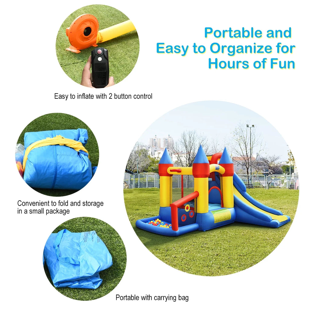 Inflatable Bounce House Slide Bouncer Kids Castle Jumper with Balls & 780W Blower J94499