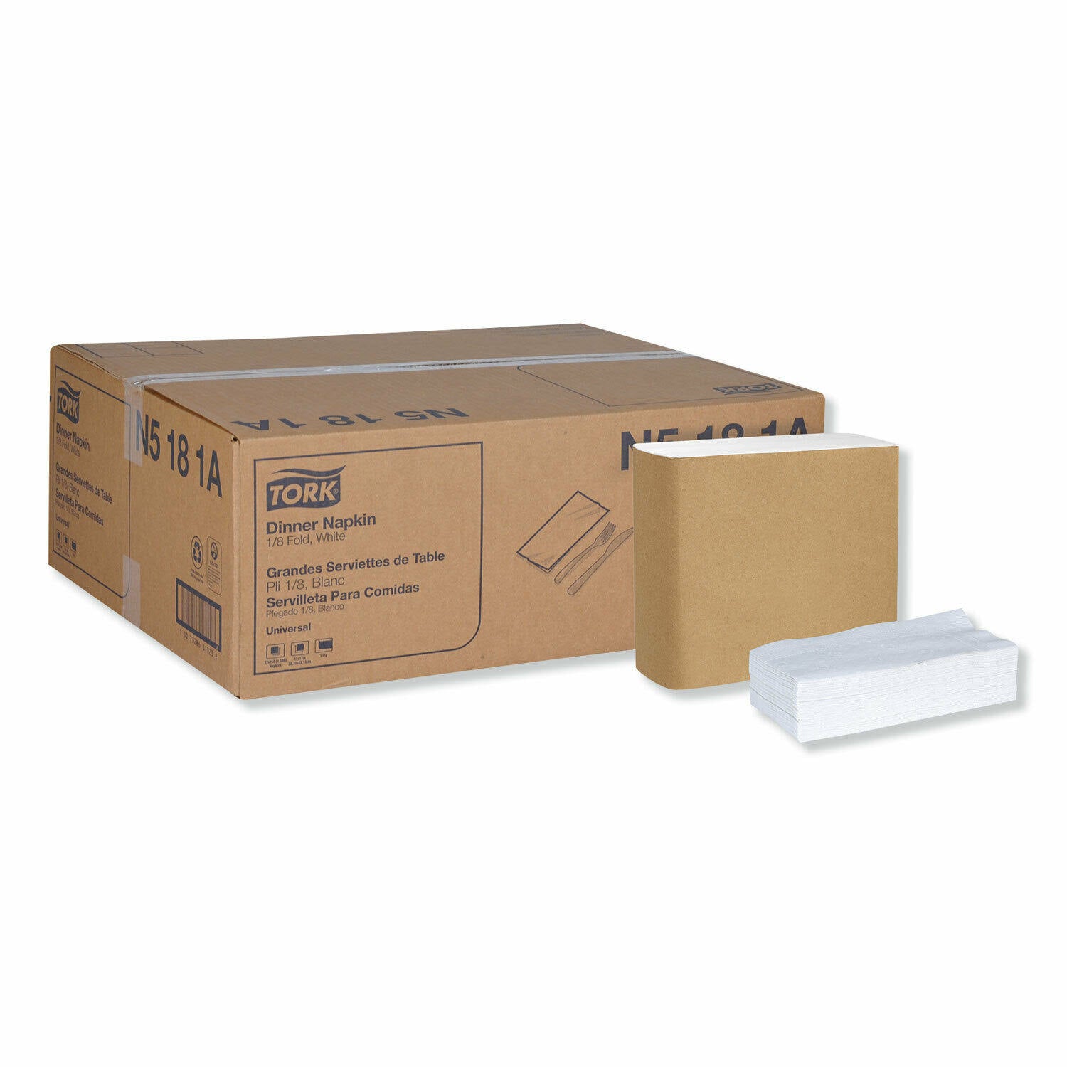 White 1/8 Fold 1-Ply Dinner Napkins P67147