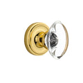Classic Rosette Passage Oval Clear Crystal Glass Door Knob, Unlacquered Brass H247