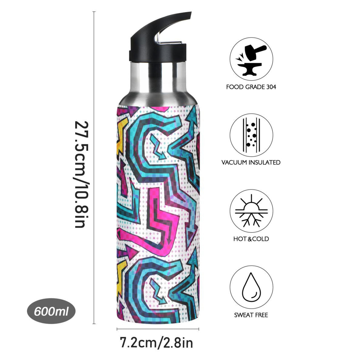 Stainless Steel Insulated Water Bottle with Straw Lid J454896