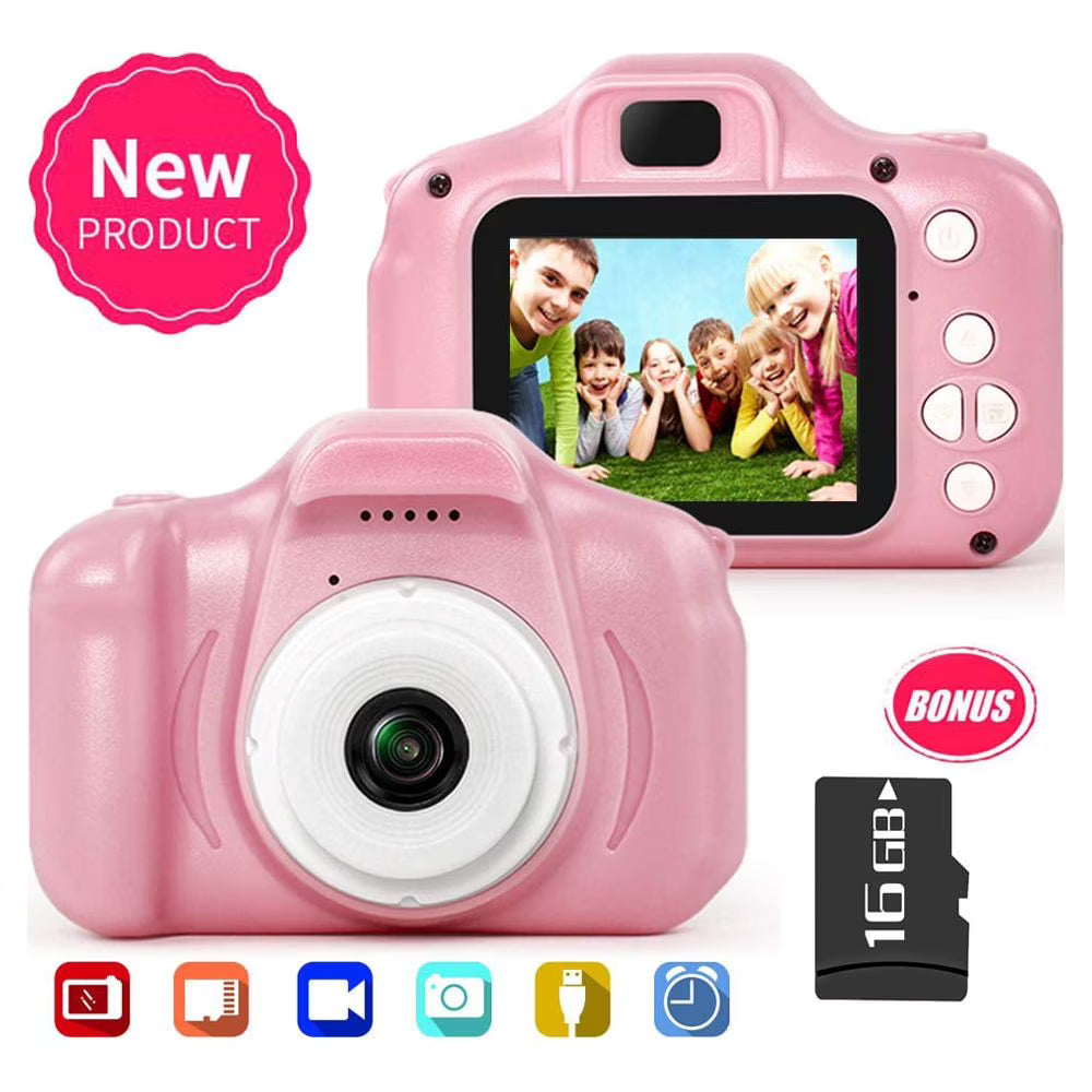 Pink 13MP 1080P Rechargeable Children's Toy Camera with 16G TF Card X53056
