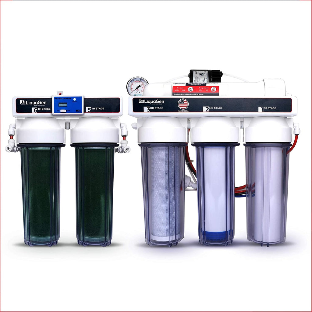 Aquarium Reef Reverse Osmosis Deionization Water Filter System with TDS Meter, Pressure Gauge and Electrical High Flow Booster Pump K379780