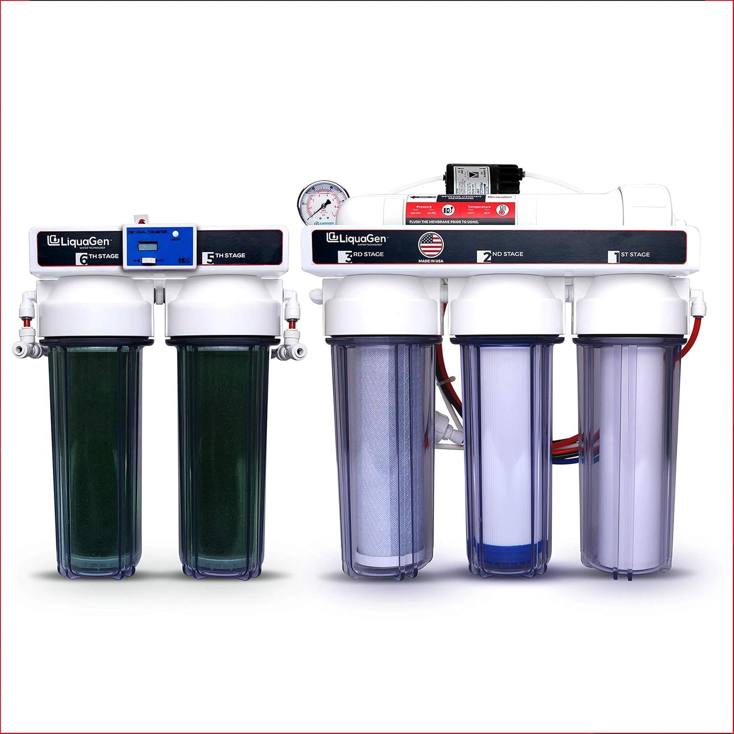 Aquarium Reef Reverse Osmosis Deionization Water Filter System with TDS Meter, Pressure Gauge and Electrical High Flow Booster Pump K379780