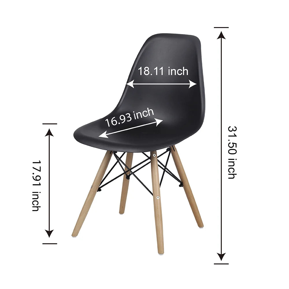 Black Armless Dining Chair Wood Leg, Set of 4 I5636