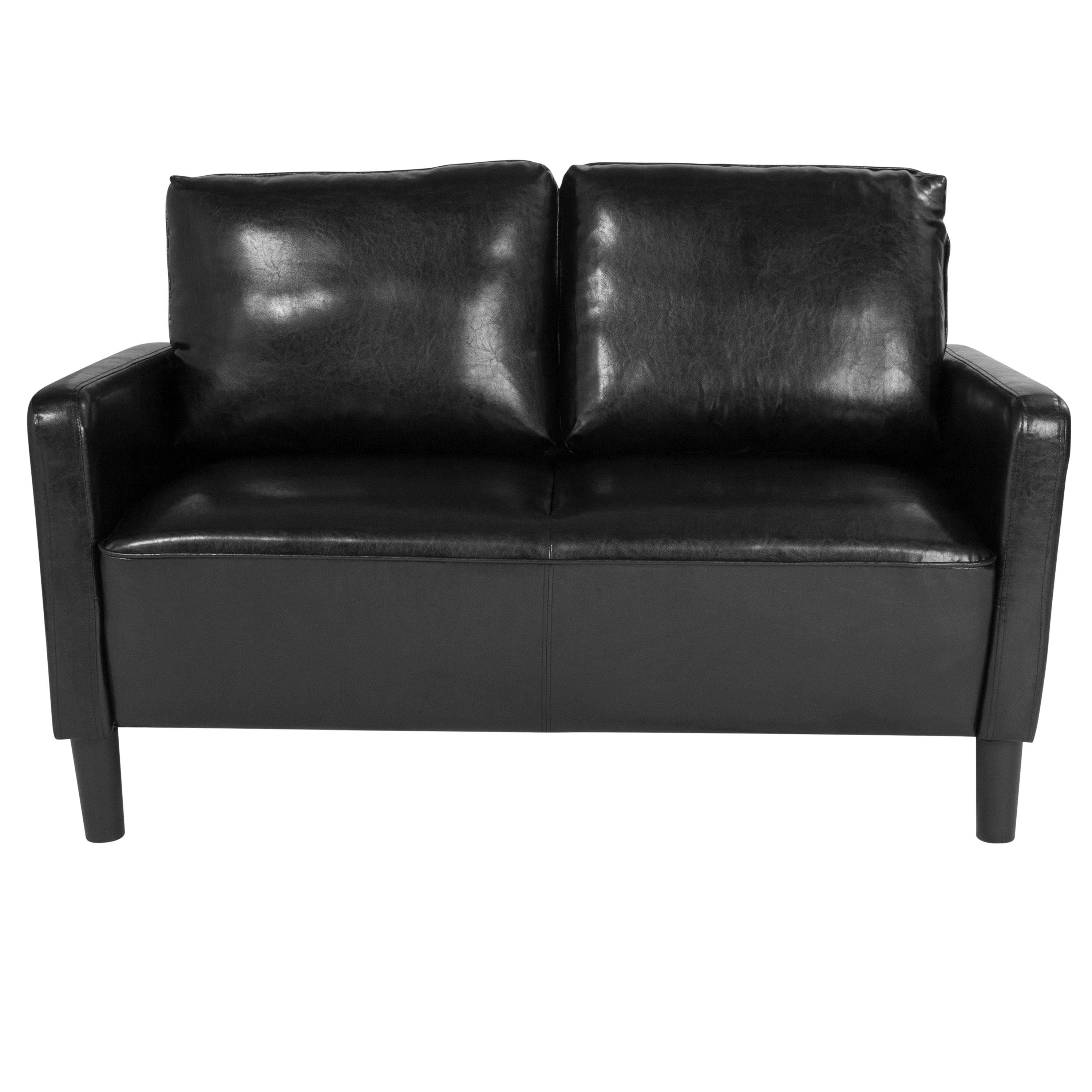 Brown Leather Straight Arm Loveseat A815738