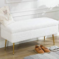 Blue Floral Faux Fur Upholstered Bench with Gold Chrome Metal Legs V7798