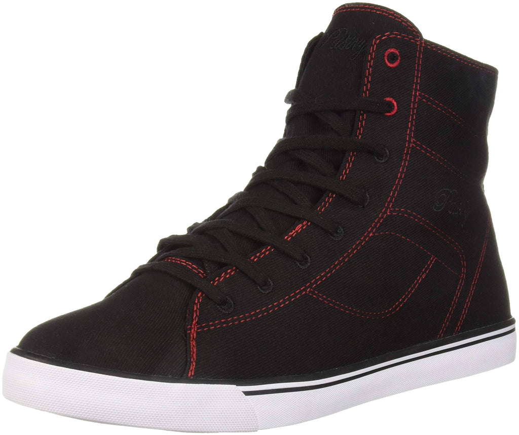 Black / Red Stretch Canvas High Tops V740