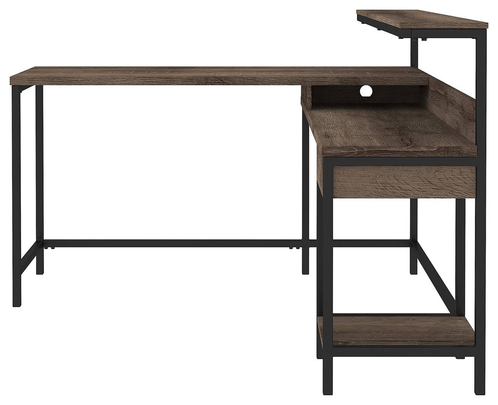 Gray L-Desk with Storage M1030