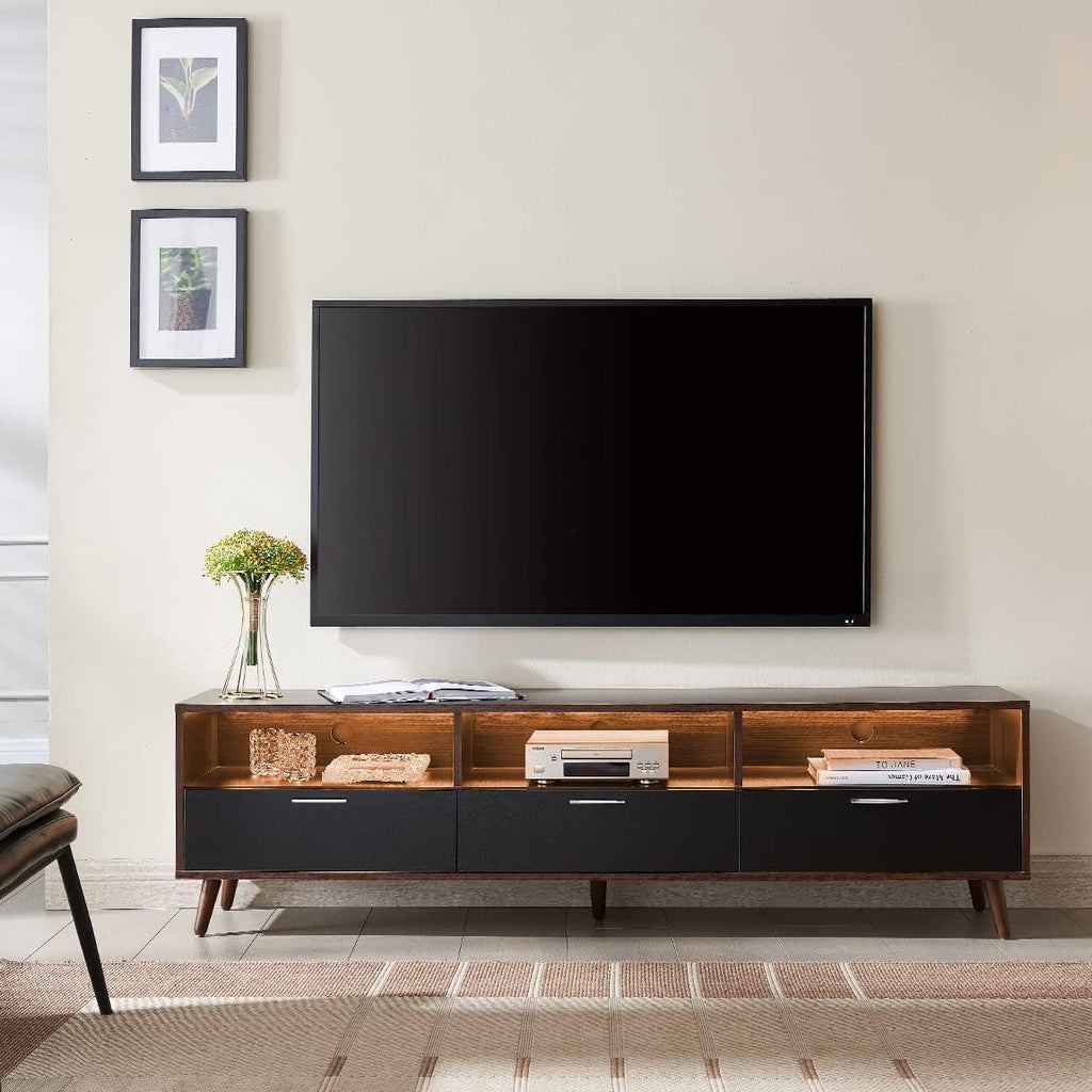 63 inch LED TV Cabinet TV Stand with Walnut Color Wooden Storage H17526