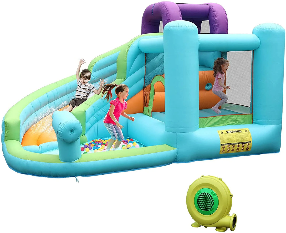 Kids Inflatable Bounce House Water Slide with Splash Pool and Blower R287903