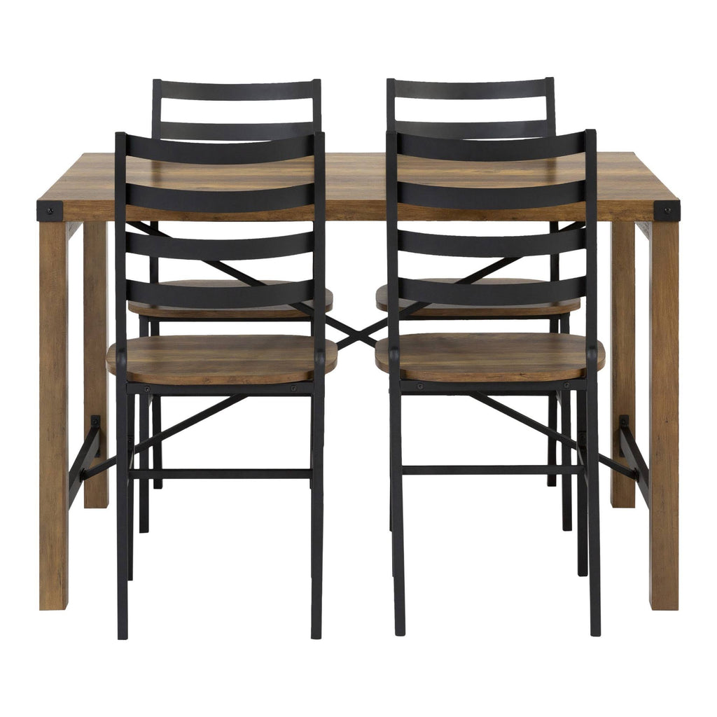 5-Piece Industrial Metal Dining Set with Slat Back Chair M696
