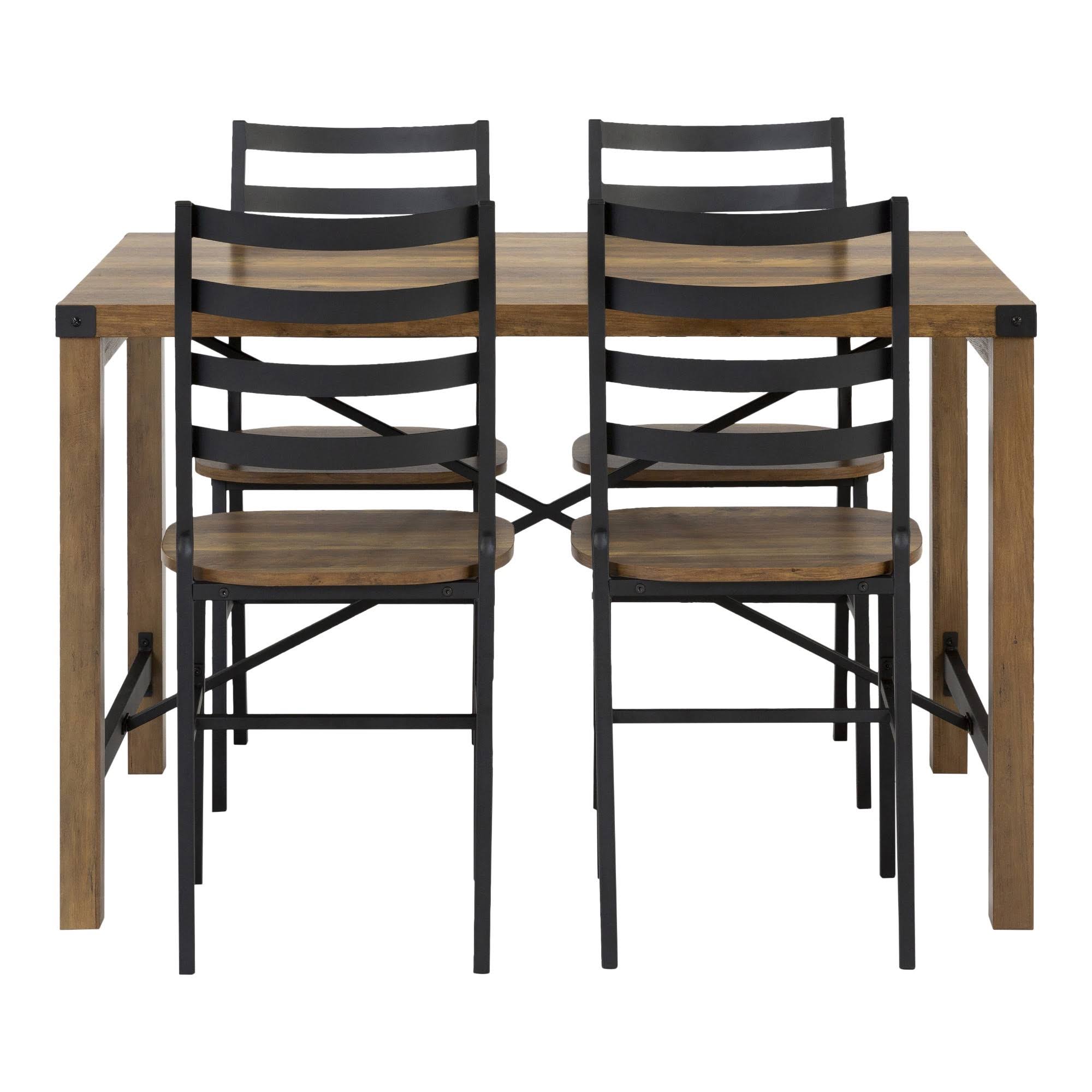 5-Piece Industrial Metal Dining Set with Slat Back Chair M696