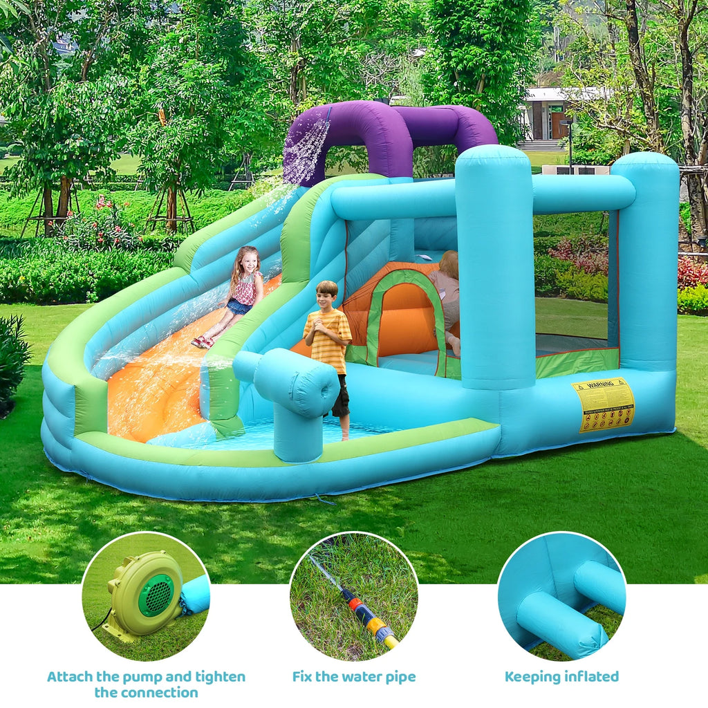 Kids Inflatable Bounce House Water Slide with Splash Pool and Blower R287903