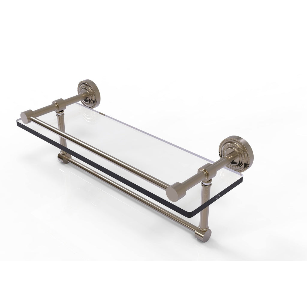 Satin Chrome Gallery Glass Shelf with Towel Bar I640116