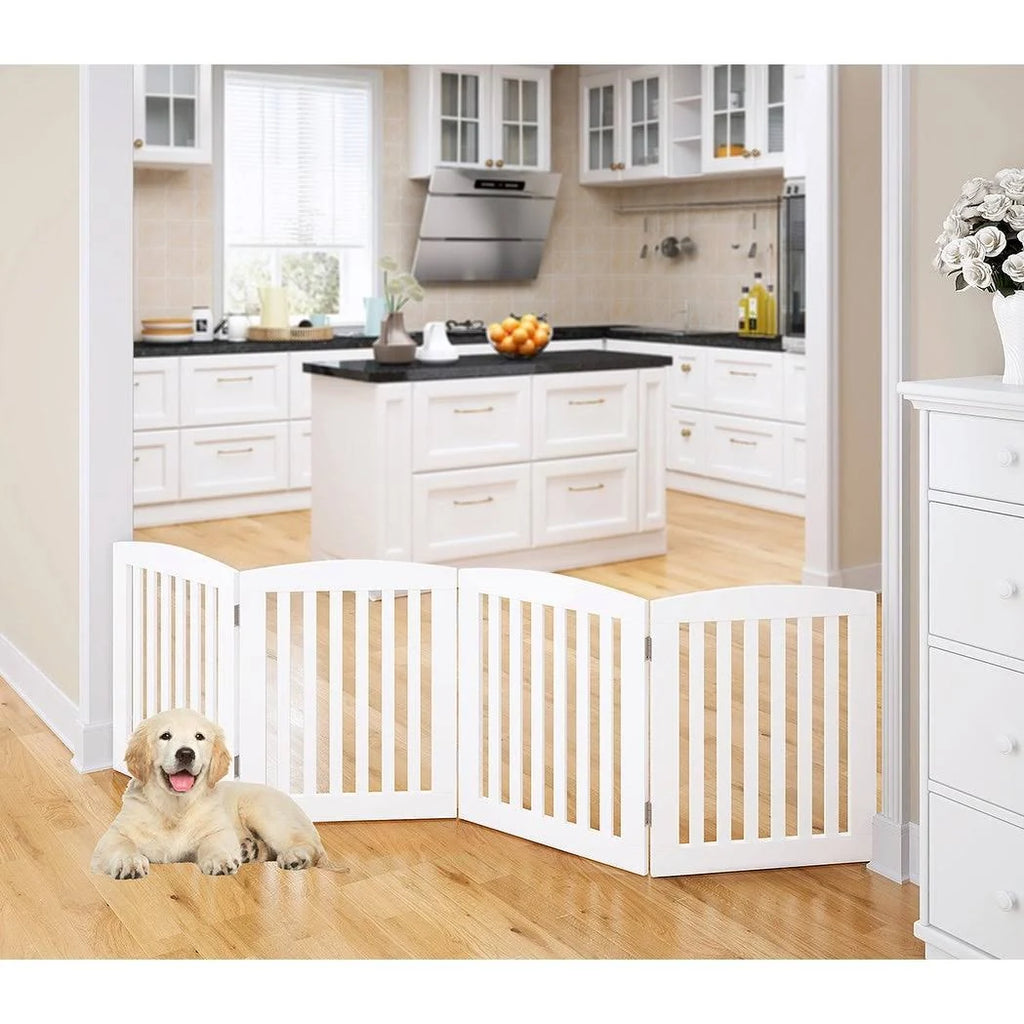 24 inch 4 Panel Wooden Freestanding Foldable Pet Gate F575