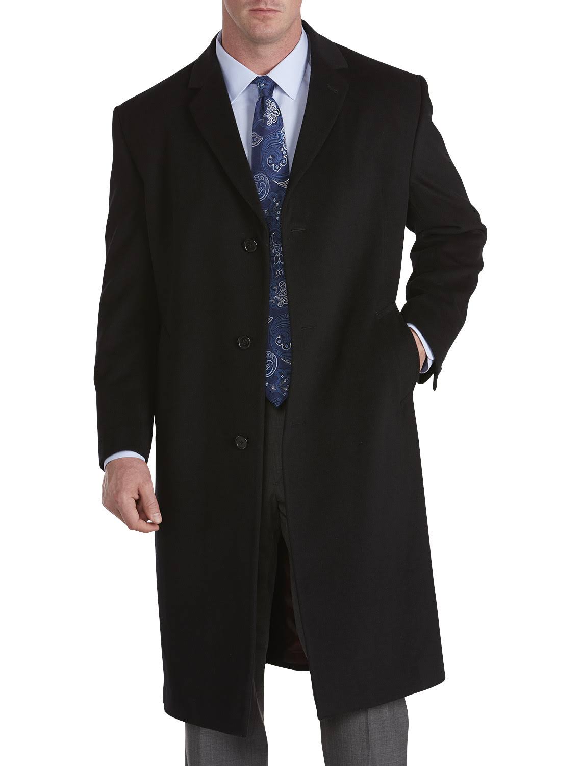 Wool-Blend Top Coat, Black, Size 52 Reg U6138