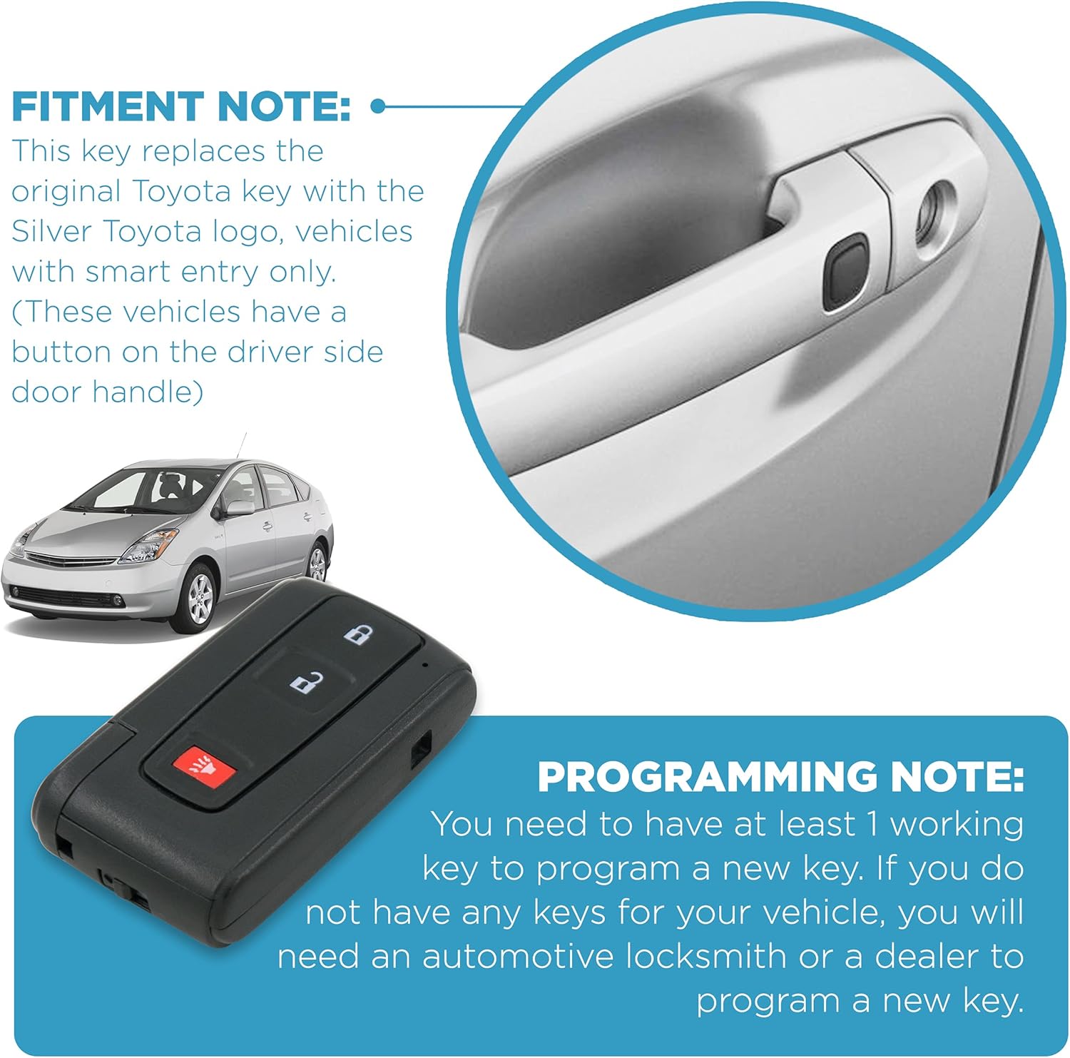 Keyless2Go Replacement 3 Button Proximity Remote Smart Key Toyota B4188
