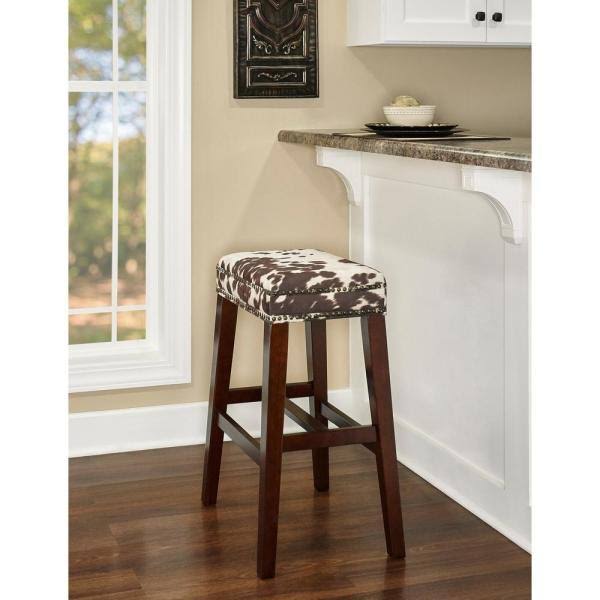 Brown Cow Print Walnut Bar Stool V738