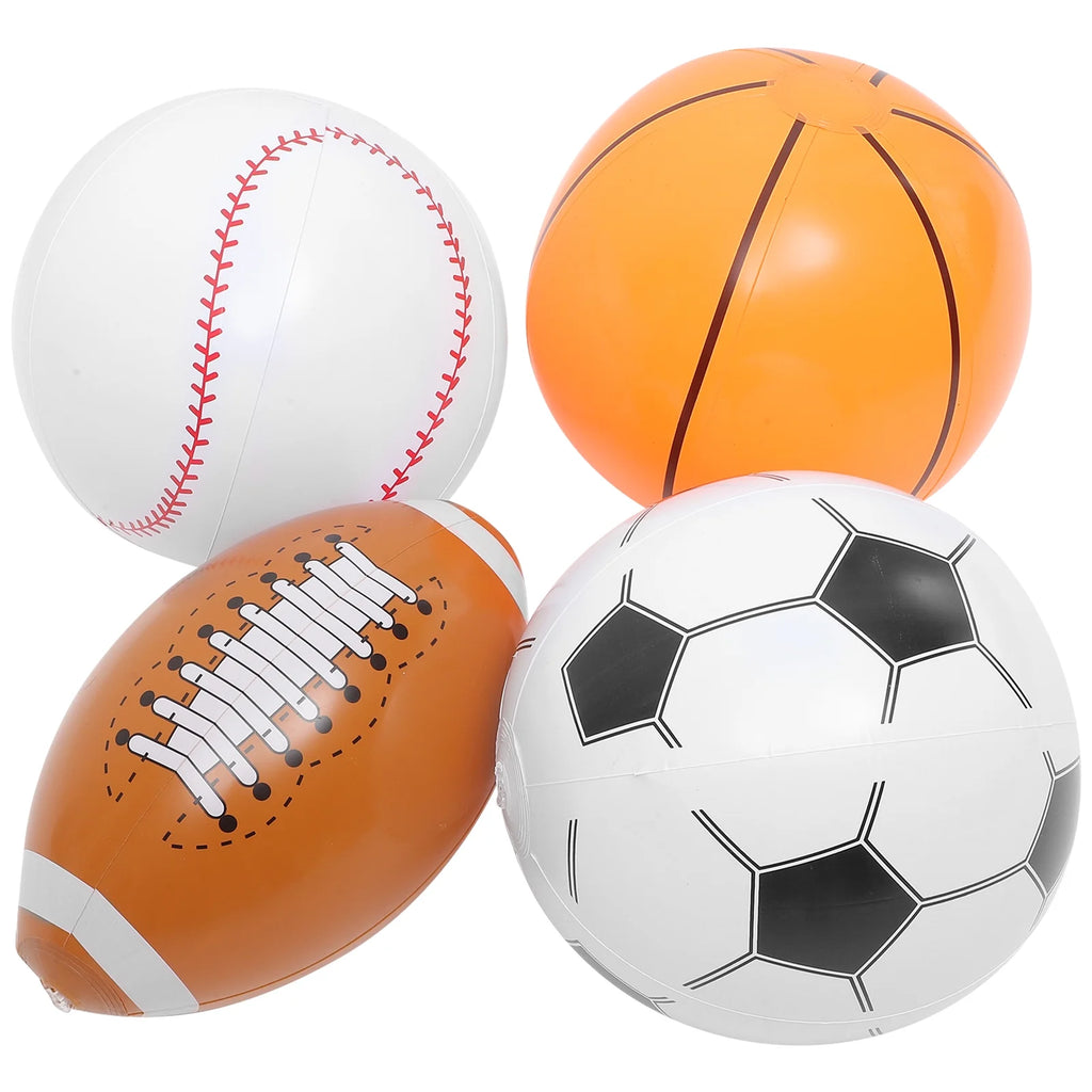 4pcs Inflatable Ball Beach Ball Soccer Basketball Baseball L462