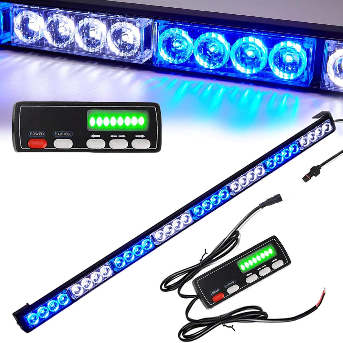 36 Inch Yellow/Amber 32 Led Emergency Strobe Warning Light Bar, Pack of 2 B360696