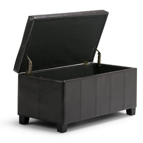 36 inch Wide Storage Ottoman in Tanners Brown Faux Leather Q85872
