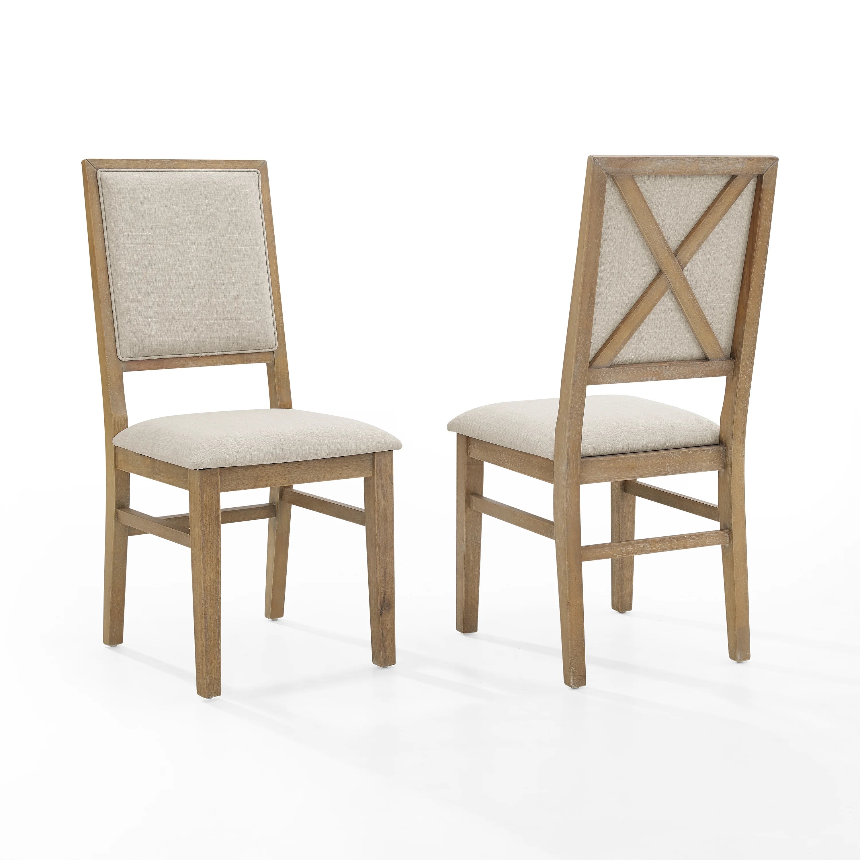 Brown Wood Upholstered Back Chair Set of 2 B39328